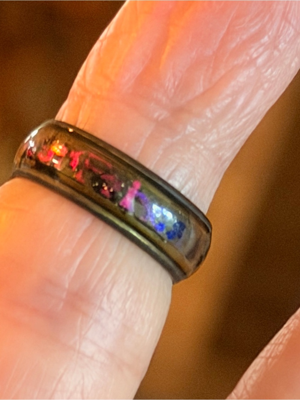 Black with Multicolors Size 5 1/4 Band Colorful Ring - Unbranded